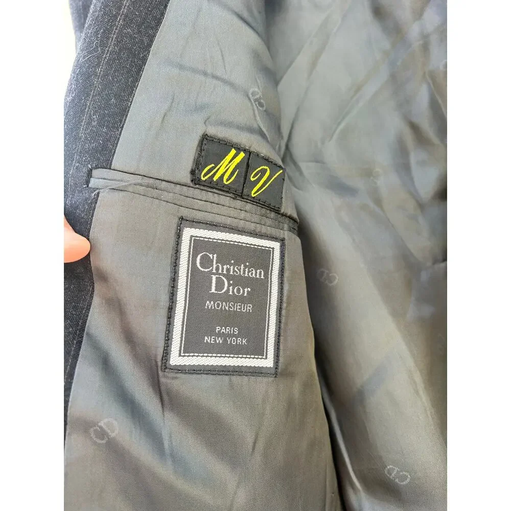 Vintage Christian Dior Wool Oversized Double Breasted Blazer Suit Jacket Large - Picture 3 of 10
